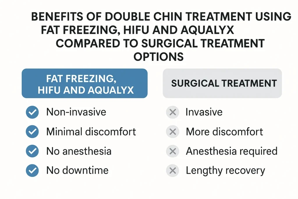 Graphic about the benefits of double chin treatment Dartford - from LA LIPO